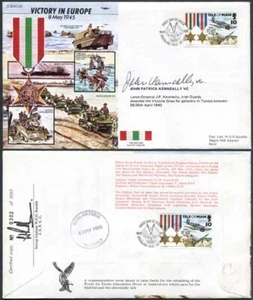 JS45/12EC Victory in Europe sign by Lance-Corporal John Patrick Kenneally VC (L) - Picture 1 of 1