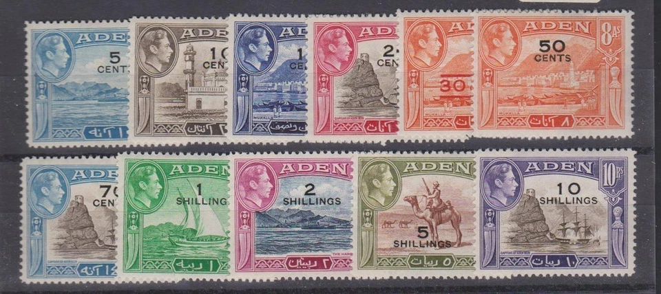 ADEN 36-46 Complete set to 10sh. Mint surcharges1951 LH - Image 1 of 1