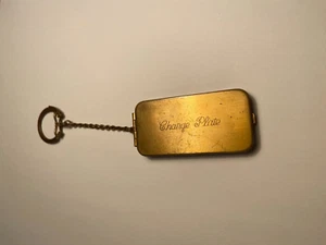 Vintage Charge Plate Gold Tinted Case, with Key Chain. Red Felt Inside - Picture 1 of 3