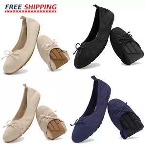 Women Knit Ballet Flats Round Toe Foldable Dressy Daily Office Work Dress Shoes - Picture 1 of 26