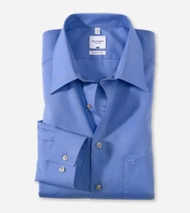 OLYMP® TENDEZ reines Baumwollhemd mit normaler Passform - blau - 15"/38 - uvp £60 - Bild 1 von 6