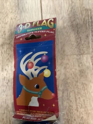 NAVIDAD Bandera Reno de Papá Noel Adornos En Astas 3D 28"x44" Rodolfo Foto 1 de 4