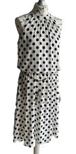 Joseph Ribkoff white & black polka dot summer dress uk size 8