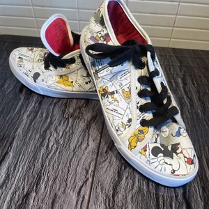 Mickey Donald Pluto cartoon plimsole deck canvas trainer shoe size 5 UK D1 - Picture 1 of 5