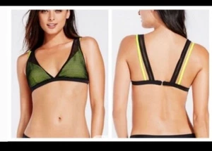 Fabletics black & neon yellow mesh bikini swim top Size medium NWT - Picture 1 of 7