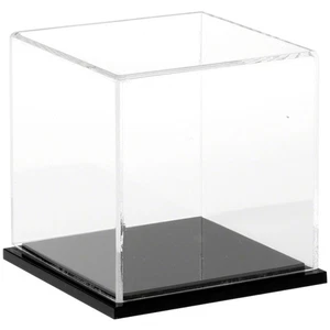 Plymor Clear Acrylic Display Case with Black Base, 4" x 4" x 4" - Picture 1 of 1