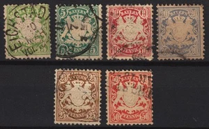 1876. GERMANY ALTDEUTSCHLAND BAYERN Mi.# 37/42 WZ 2 COMPLETE SET VERY FINE USED - Imagen 1 de 1