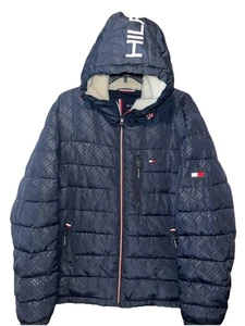 Tommy Hilfiger Herren Navy Solid Quilted Puffer Sherpa Hood Lined Jacke, Gr. L - Bild 1 von 8