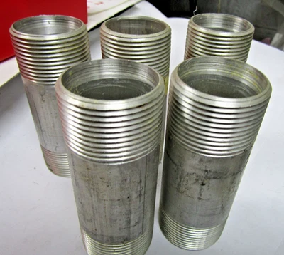 ✌️5) NEW  1-1/4” x 4” ALUMINUM RIGID CONDUIT THREADED NIPPLE LOT OF 5 - Image 1 of 2