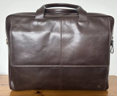 Visconti Leather Briefcase Laptop Business Bag, Double Compartment ML24 Brown - Image 1 of 4