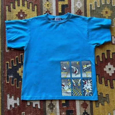 Винтажная футболка 1980-х детский мультфильм «Свободные коньки» скейтборд размер 14 — синяя - Изображение 1 из 4