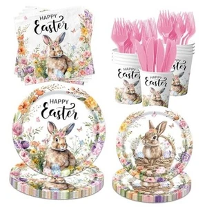 Easter Party Decorations Tableware,144pcs Easter Plates and Napkins Disposable - Picture 1 of 7