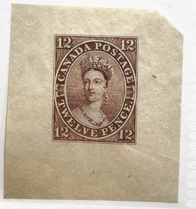 Stamps CANADA 1851, Queen Victoria, 12d   ( FORGERY )  RARE  INDIA PAPER - Picture 1 of 2