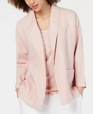 Eileen Fisher Organic Linen Open-Front Blazer in Pink Size S - Image 1 of 4