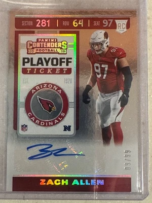 2019 Panini Contenders - Rookie Ticket Zach Allen #247 Playoff Ticket #'d /99 - Image 1 of 2