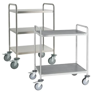 Kongamek Edelstahl-Tischwagen voll geschweißt, Schiebegriffe, 2-3 Etagen +Bremse - Bild 1 von 3