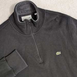 Lacoste Men's 6 XL (Med) Mock Neck Solid 1/4 Zip Sweater Black Pockets - Picture 1 of 10