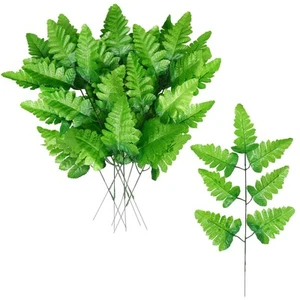 48 PCS Artificial Silk Leather Leaf Fern Picks Artificial Greenery Stems Fake - Picture 1 of 7