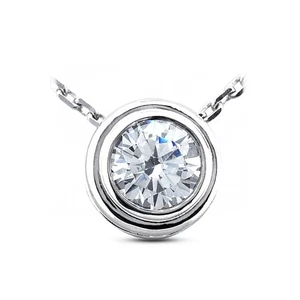 2 Carat H SI2 Round Cut Earth Mined Certified Diamond 14k Gold Solitaire Pendant - Picture 1 of 2