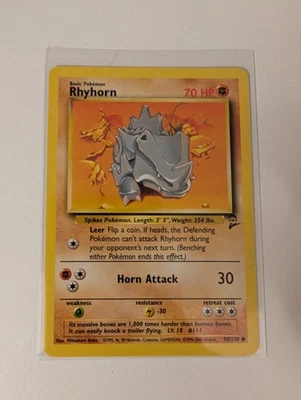 Pokémon TCG Rhyhorn Base Set 2 90/130 Regular Unlimited Common - Image 1 of 2
