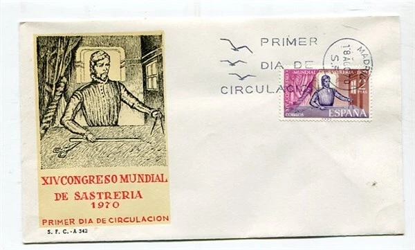 D27793 Spain FDC S.F.C. A 342 World Congress Sastreria 1970 - Image 1 of 1