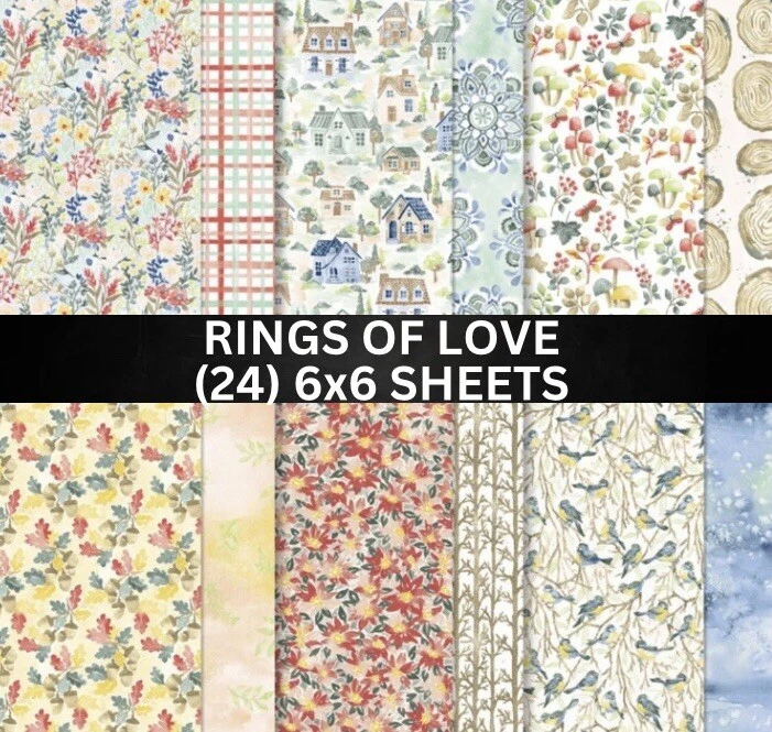Stampin Up RINGS OF LOVE Designer Series Paper DSP  - Half Pack (24) 6x6 Shts - Image 1 of 1