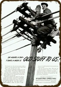 1942 TELEPHONE LINEMAN & ELECTRIC CO. Vintage-Look DECORATIVE REPLICA METAL SIGN - Picture 1 of 1