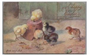 A Happy EASTER Cute Baby ChicksVintage Tuck Oilette Series II Postcard - Picture 1 of 2