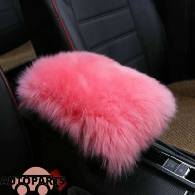 Real Sheepskin Car Armrest Console Seat Comfortable Cover Pad Cushion Pillow Mat Foto 1 de 4