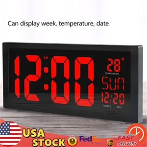Digital Wall Clock Large Display with Time Date Temperature LED Digital - Picture 1 of 9