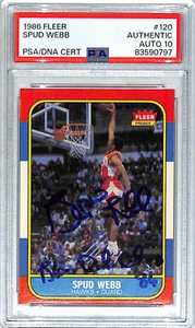1986 87 Fleer SPUD WEBB Signed Auto ROOKIE Card #120 Graded PSA/DNA 10 Slabbed - Picture 1 of 3