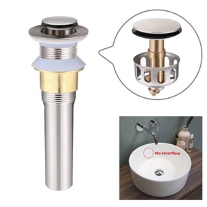 1/1-2" Bathroom Sink Pop Up Drain Stopper Without Overflow Basin Vessel w/ Tray - Picture 1 of 13