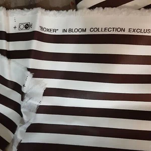 Vintage Waverly brown cream "Boxer" striped fabric approx 2 yds 54" wide cotton - Picture 1 of 3