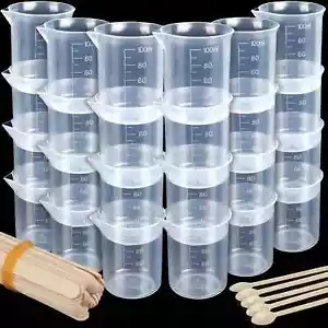24 PCS 100ml Resin Measuring Cups with 35PCS Mixing Sticks, Graduated Epoxy R... - Picture 1 of 2
