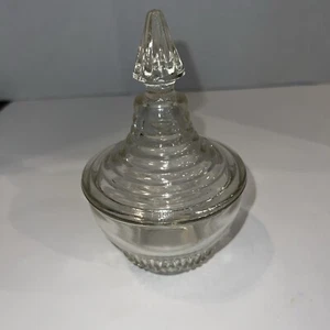 Vintage 2 Stück Klarglas Zucker Marmelade Süßigkeiten Schüssel mit Deckel 3,5" Durchmesser - Bild 1 von 12