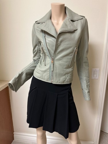 Giacca pelle grigio chiaro motore Balenciaga nuova taglia 40