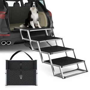 PetRuna Extra Wide Dog Stairs for Large Dogs, Foldable Dog Ramp for Car with - Picture 1 of 7