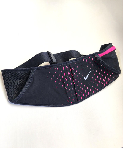 Cintura da corsa Nike Double Flask con bottiglie tasca nera rosa caldo