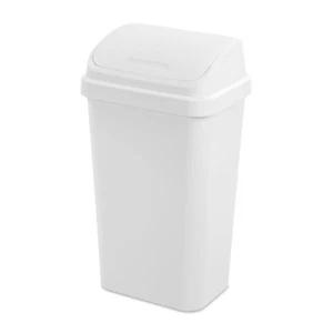 8 Pack Kitchen Garbage Trash Can with Plastic Swing Top, 13 Gal, White - Picture 1 of 6