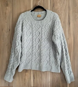 POL Sage Green Chenille Cable Knit Chunky Sweater Women's Size L Pullover - Picture 1 of 9