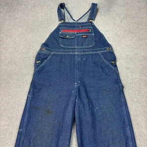 Dickies Dungarees Adult 38x32 Blue Bib Overalls Denim Work Wear Carpenter Mens - Picture 1 of 11