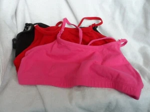 junior lot of 3 sports bra size 36 by PINK - red, pink and black - Picture 1 of 3