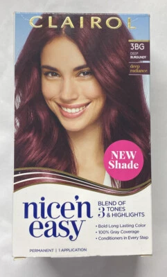 Tintura de cabelo permanente Clairol Nice ‘n Easy - #3BG Deep Burgundy (selada) - Imagem 1 de 4