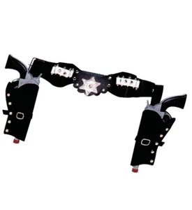 Cowboy Doppel-Pistolenhalter Deluxe schwarz Western Gürtel - Karneval  #5021 - Bild 1 von 1