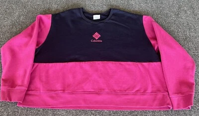 Columbia Sportswear Mujer Sudadera Azul Rosa Colorblock Logo Cottagecore 2X Foto 1 de 4