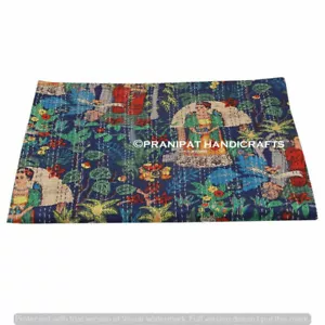 Queen Blau Floral Bedruckt Sommer Kantha Decke Baumwolle Heim Schlafraum D ? Adr - Bild 1 von 5