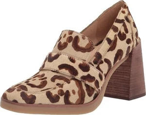 Vince Camuto Women's Ezerna Stacked Heel Loafers Natural Leo Size 9.5 *NEW* - Picture 1 of 7