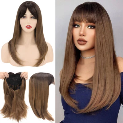 Niña Dama Natural Corto/Largo Rizado/Recto Peluca Bob Sintético Pelucas Completas Bangs EE. UU. Foto 1 de 4