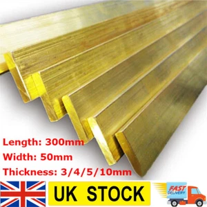 Brass Flat Bar Plate Strip 3/4/5/10mm Thick 12" 300mm Metal Model Making Sheet - Picture 1 of 9