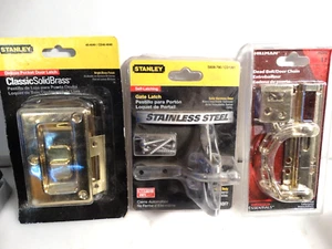 Stanley Pocket Door Latch ,Gate Latch, Hillman Door Chain Lot of 3 - Picture 1 of 4